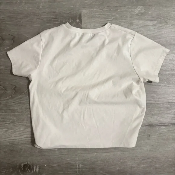 Poster Girl White Baby Tee Size XL Glitter Festival Y2K Soft Girl - Picture 7 of 7